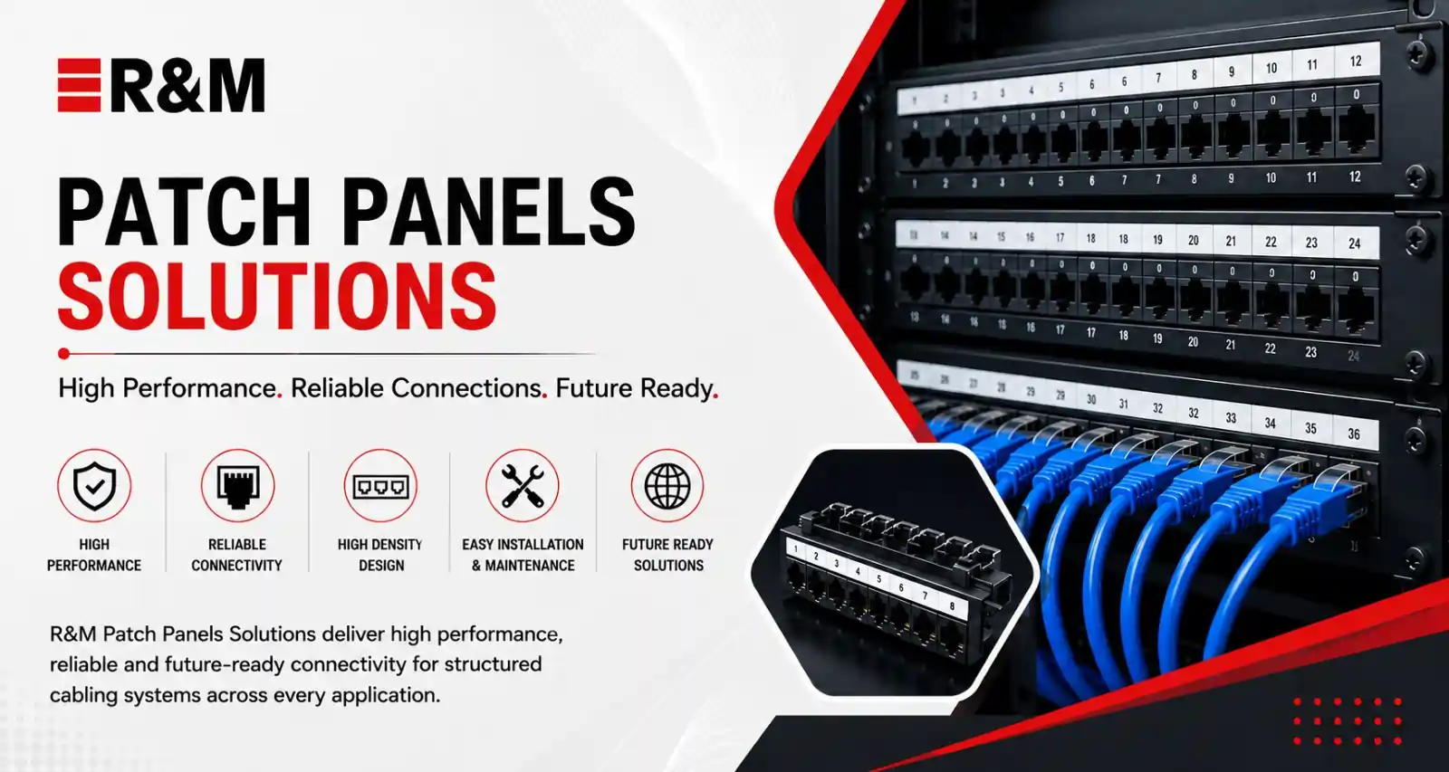 R&M Patch Panels CAT6, CAT6A, CAT5E R&M Patch Panels CAT6, CAT6A, CAT5E