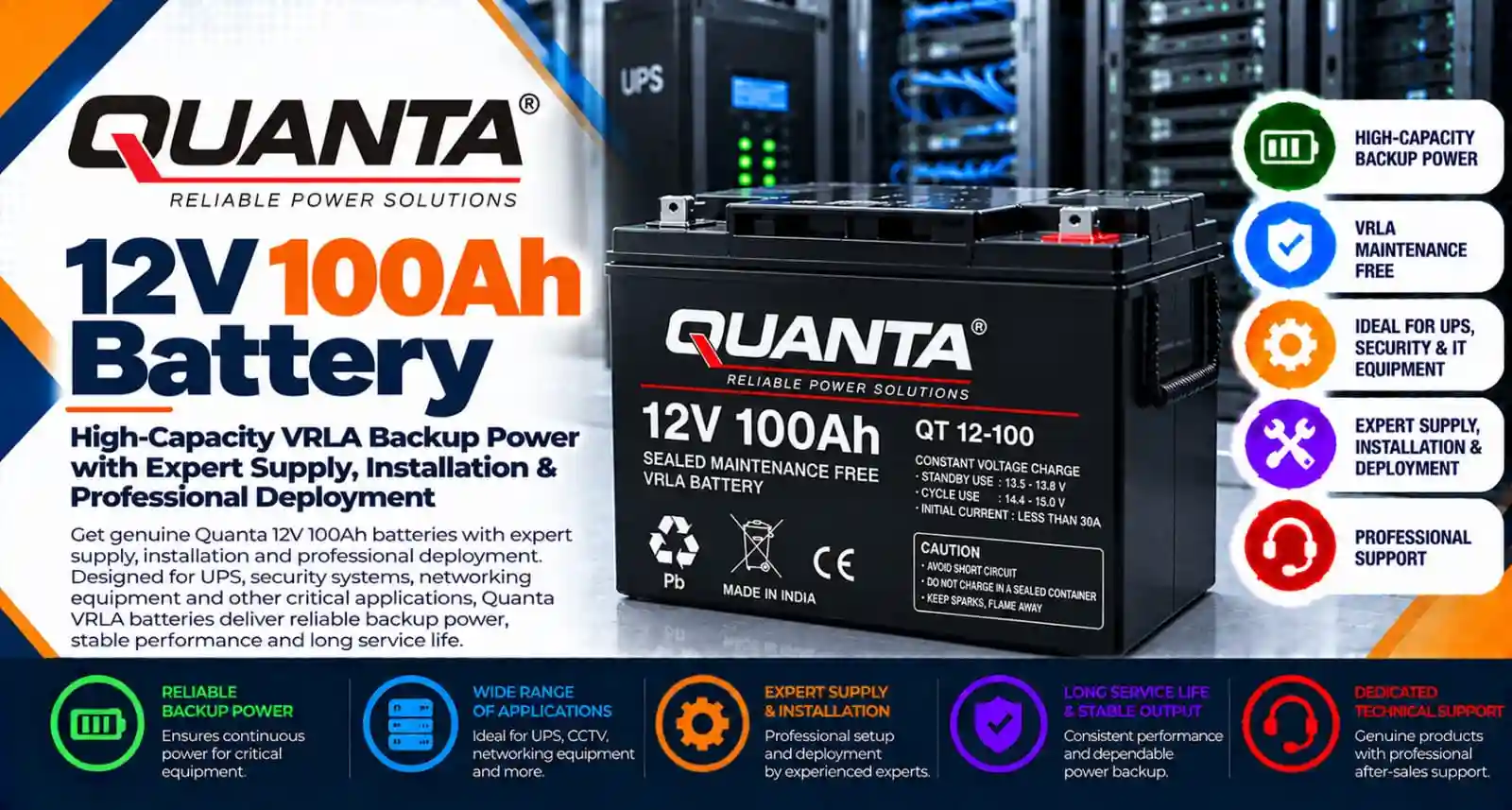 Quanta 12V 100Ah Battery