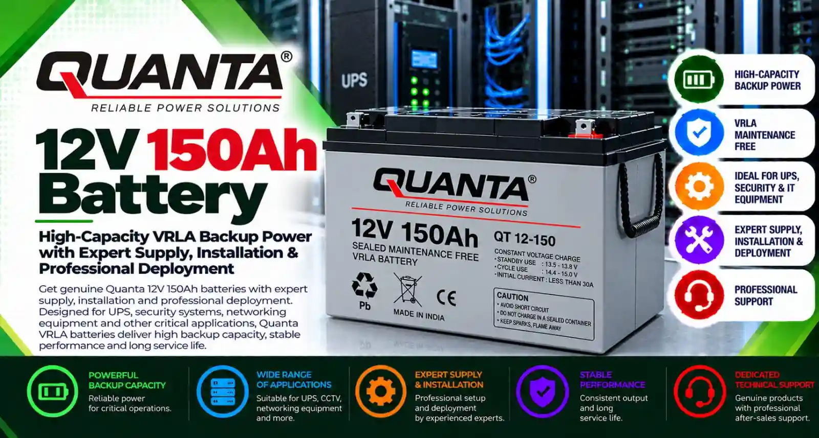 Quanta 12V 150Ah Battery